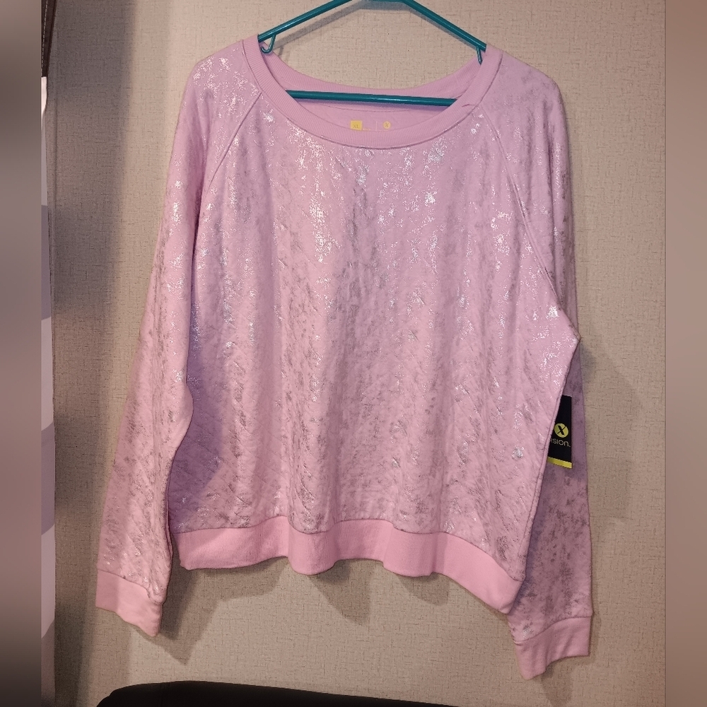 Xersion Light Pink Sequin Sweatshirt Sz XL New